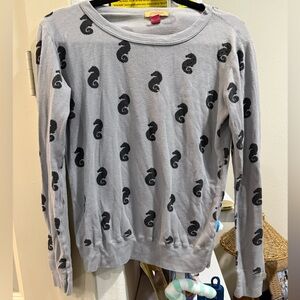 Primo Grey Seahorse Waffle Knit Sweater